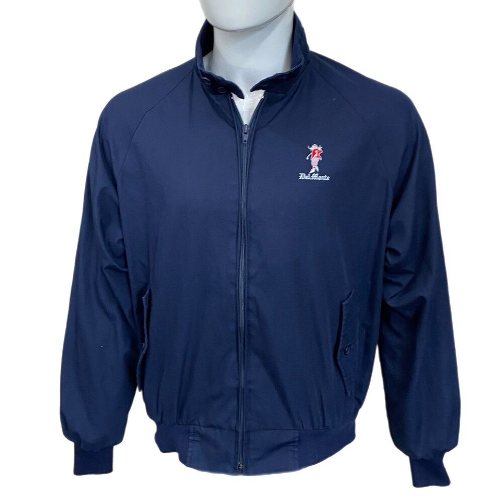 1980s/90s Wiman Full Zip Jacket ~ Del Monte (Food) Golfer Logo ~ Dark Blue